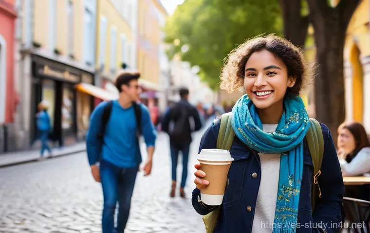 해외연수코디네이터 해외 업무 마케팅 - **Prompt:** A vibrant, cinematic photograph capturing a young Latina student in her early twenties e...