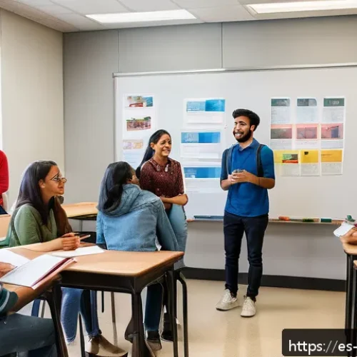 Home 30 해외연수코디네이터 문화 차이 이해 - A vibrant classroom scene showing a diverse group of international students engaging in a cultural e...